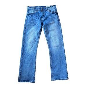 TK Axel Jeans Mens 32x32 Slim Boot Cut Med Wash Denim Embroidered Flap Pockets